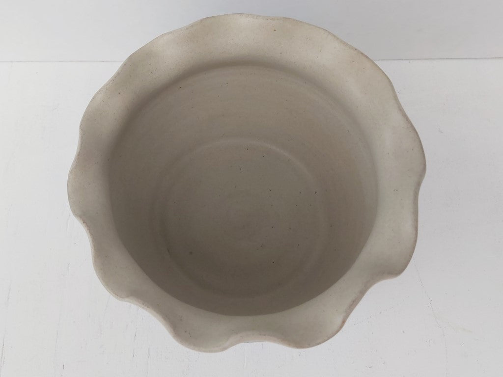 Ruffled Rim Blue Studio Pottery Planter