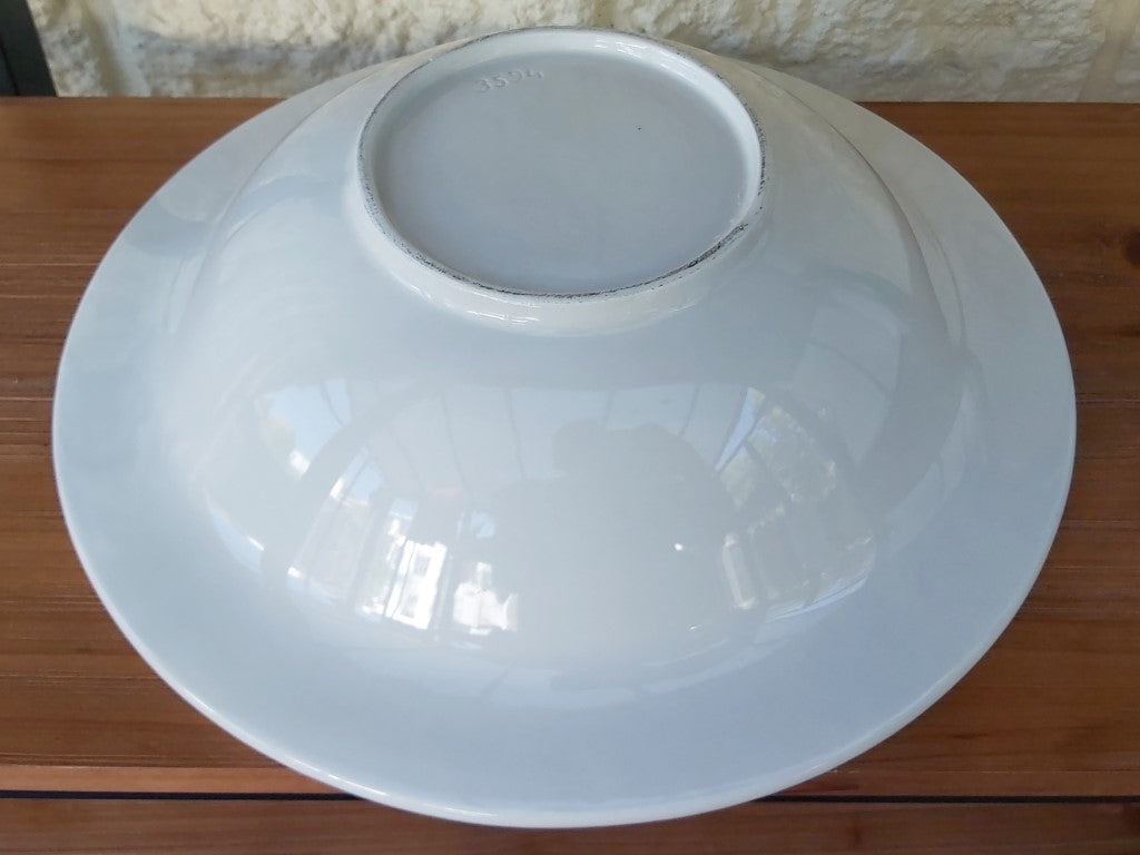 Elegant White Salad Bowl with Leaf Wreath Rim