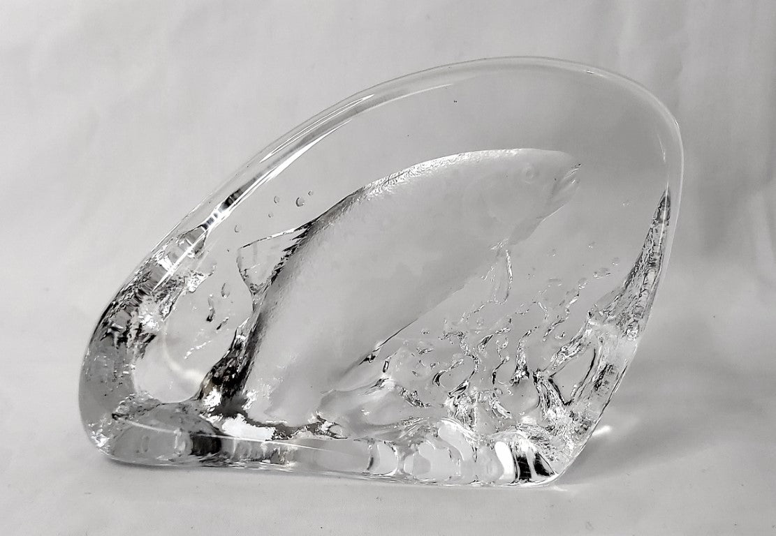 Mats Jonassen Signed Jumping Fish Paperweight