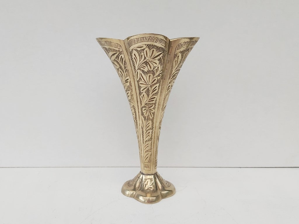 Etched Brass Tulip Vase