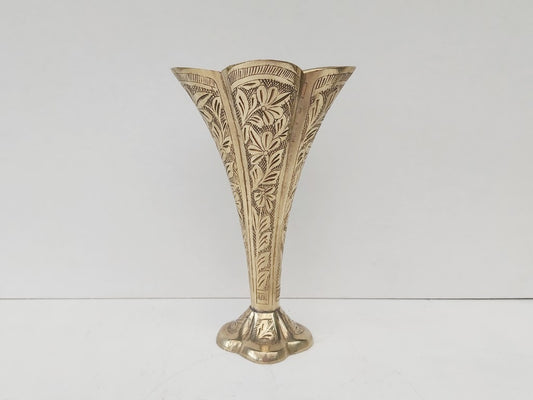 Etched Brass Tulip Vase