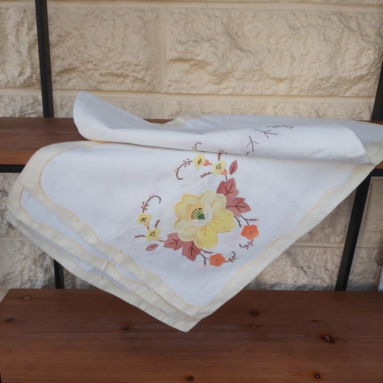 Set of Hand Stitched Floral Yellow Placemats