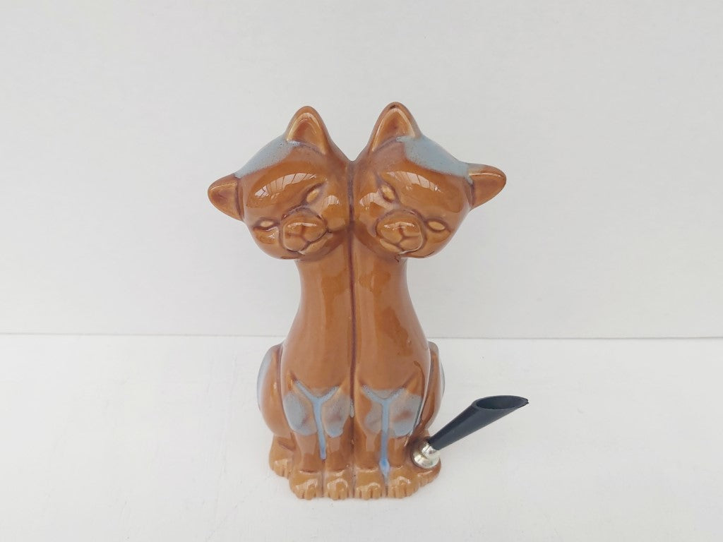 MCM Conjoined Siamese Cats Vintage Penholder