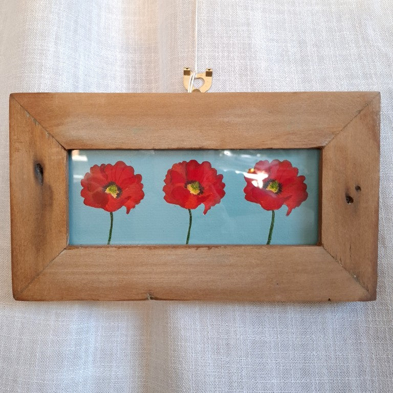 Silvan Reclaimed Wood Framed Painting of Red Poppies