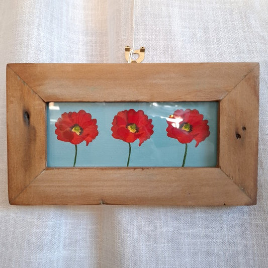 Silvan Reclaimed Wood Framed Painting of Red Poppies