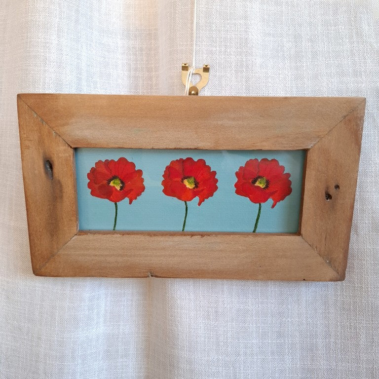 Silvan Reclaimed Wood Framed Painting of Red Poppies