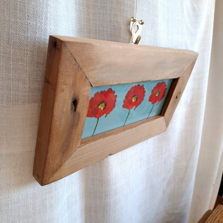 Silvan Reclaimed Wood Framed Painting of Red Poppies