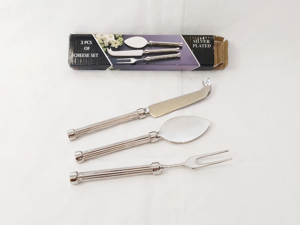 3 Piece Silver Plated Cheese Knife Set - New In Box
