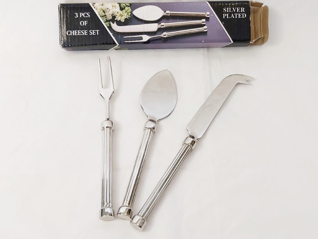 3 Piece Silver Plated Cheese Knife Set - New In Box