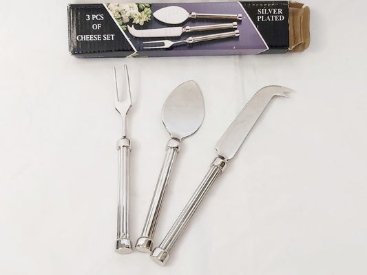 3 Piece Silver Plated Cheese Knife Set - New In Box
