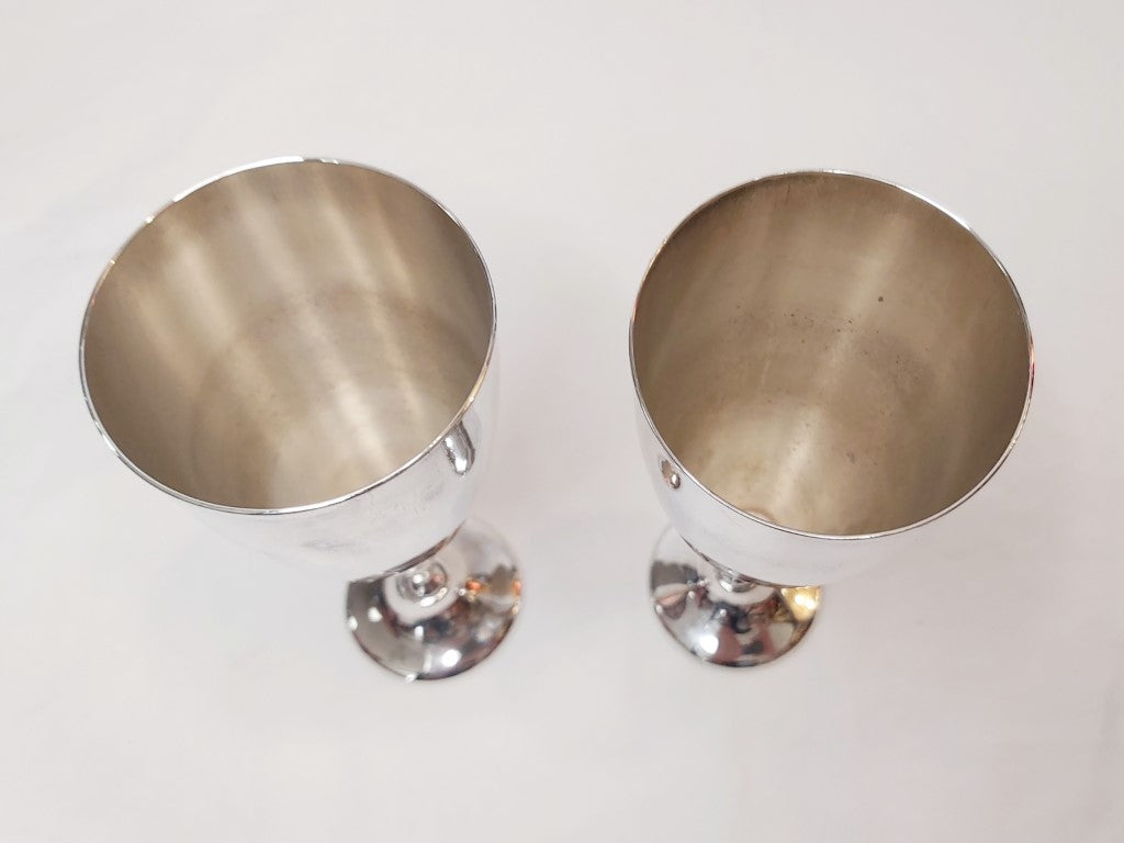 Pair of Vintage Silver Plated Wine Goblets