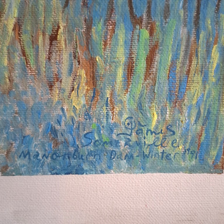 Skating at Manorburn Dam Painting Signed James Somerville 91
