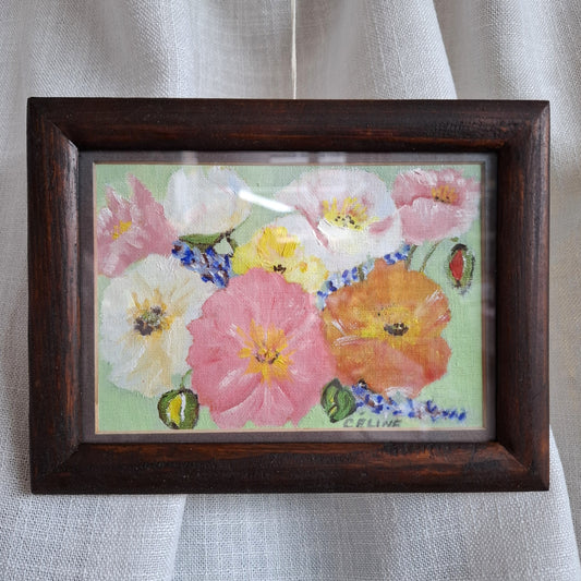 Small Floral Painting Signed Celine