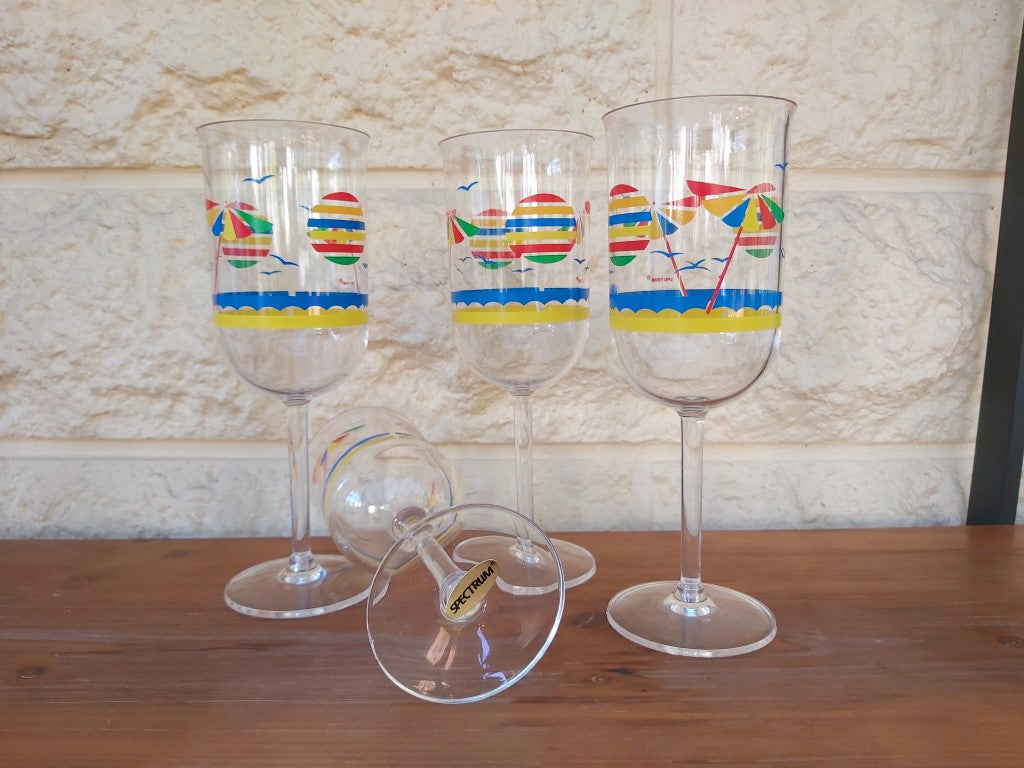 Spectrum Vintage Plastic Wine Glasses Set of 4