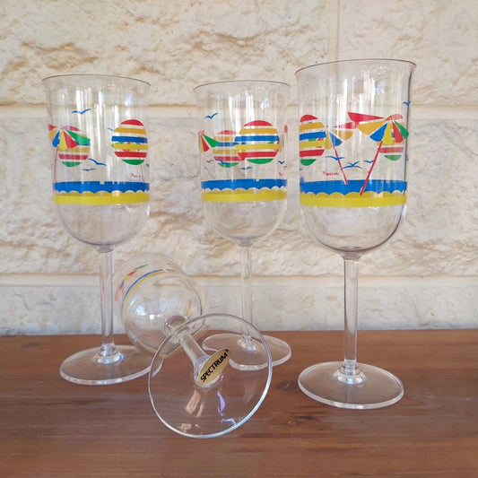 Spectrum Vintage Plastic Wine Glasses Set of 4