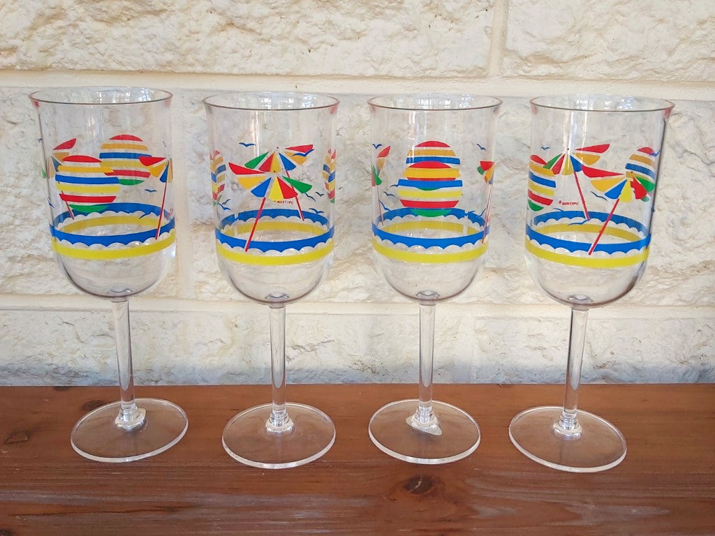 Spectrum Vintage Plastic Wine Glasses Set of 4