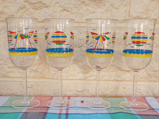 Spectrum Vintage Plastic Wine Glasses Set of 4