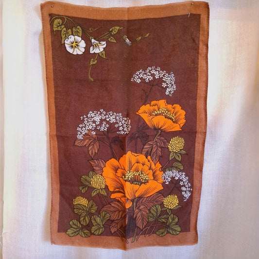 Rare St Michaels Flower Power 70's Linen Teatowel