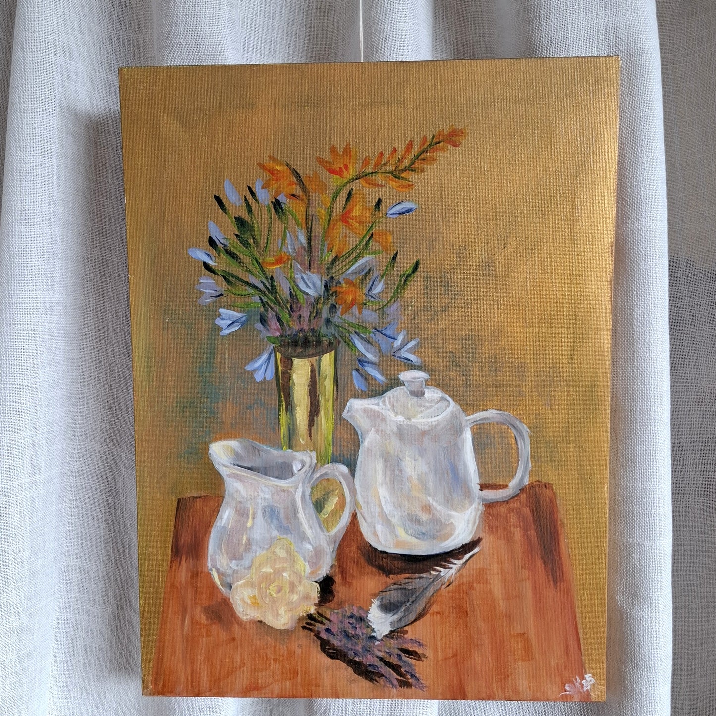 Still Life Signed Original Painting on Canvas