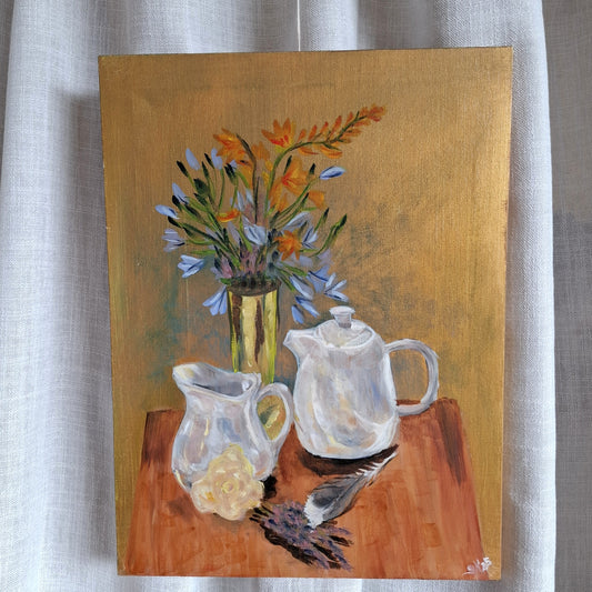 Still Life Signed Original Painting on Canvas