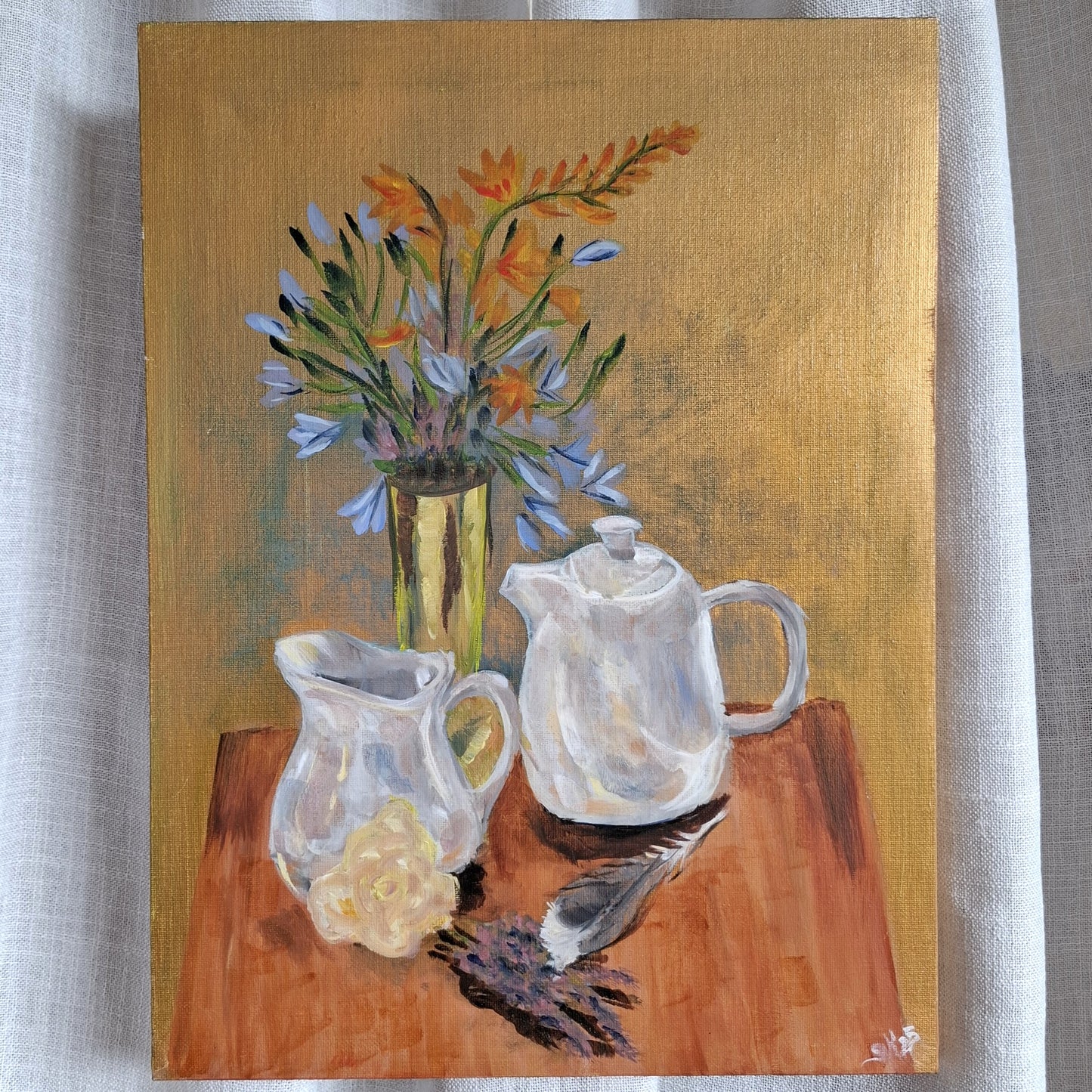 Still Life Signed Original Painting on Canvas