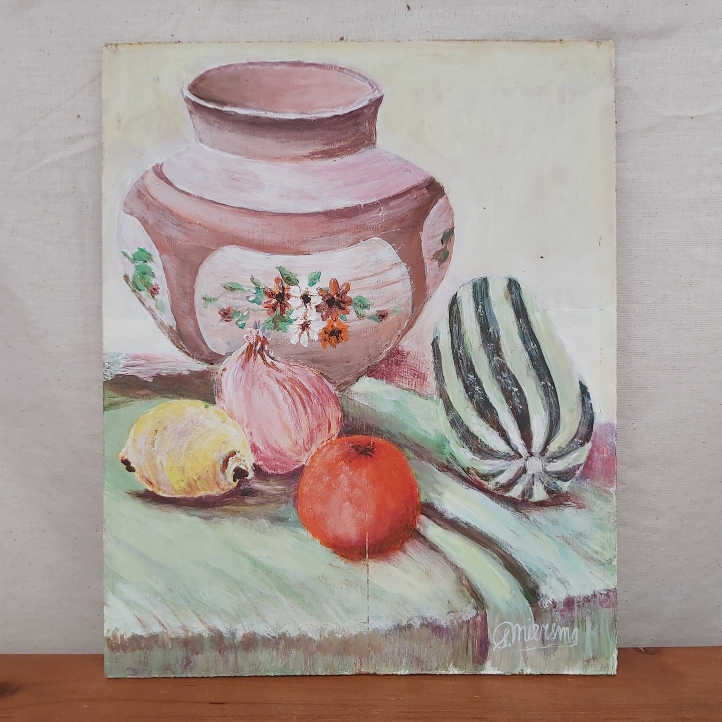 Pretty Vintage Urn and Vegetable Still Life by S Miersma
