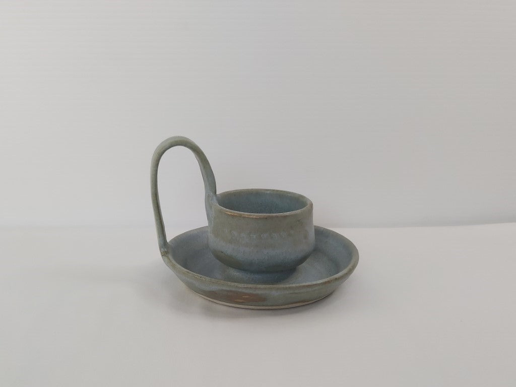 Signed Studio Pottery Candle Holder with Handle