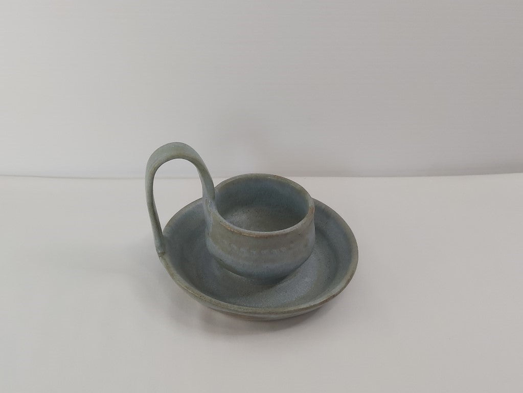 Signed Studio Pottery Candle Holder with Handle