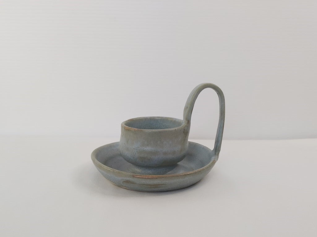 Signed Studio Pottery Candle Holder with Handle