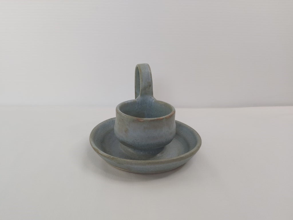 Signed Studio Pottery Candle Holder with Handle
