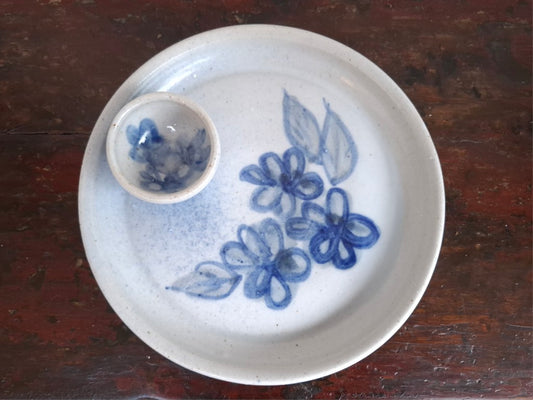 NZ Potter Sue Monk Small Platter and Dipping Bowl