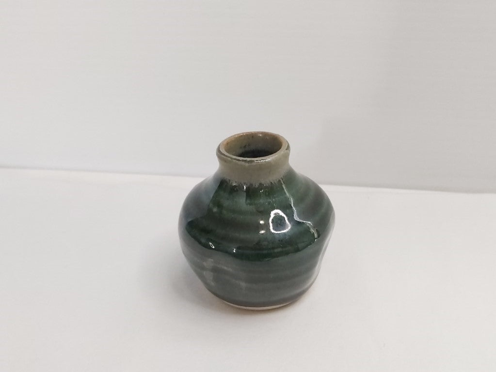 Cute Wee Green Pottery Bud Vase