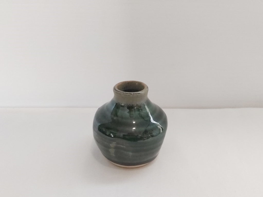 Cute Wee Green Pottery Bud Vase