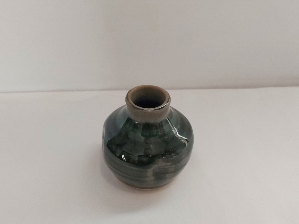 Cute Wee Green Pottery Bud Vase