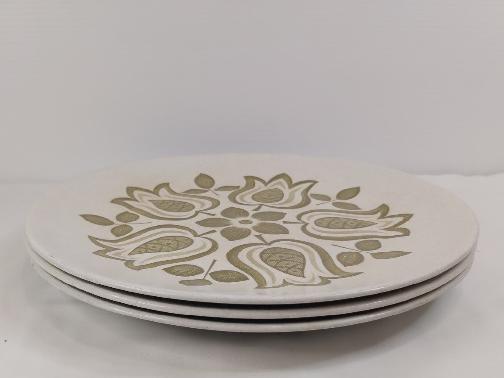 3 MCM Meakin Tulip Time Dinner Plates