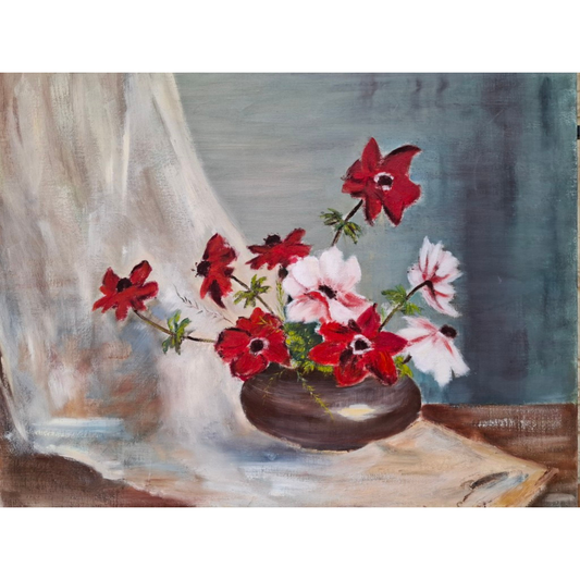 Mid Century Style Painting of Poppies