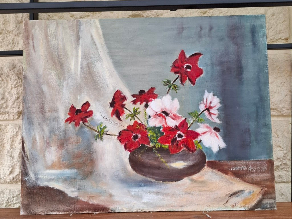 Mid Century Style Painting of Poppies