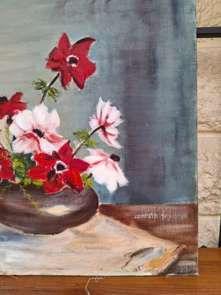 Mid Century Style Painting of Poppies
