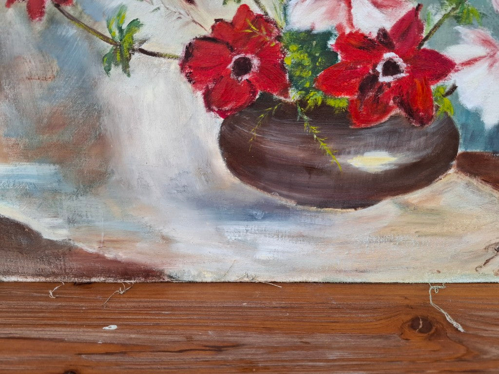 Mid Century Style Painting of Poppies