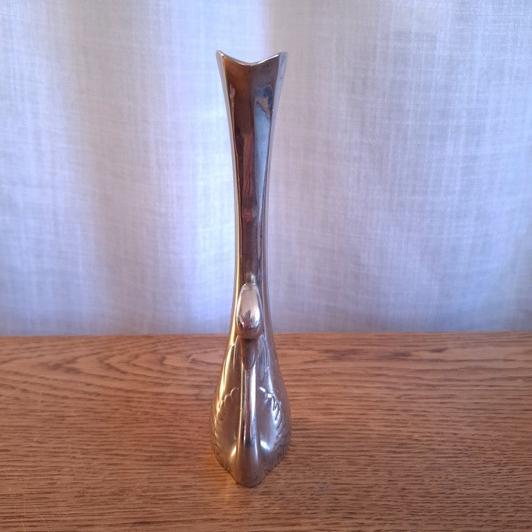 Vintage Art Deco Style Silver Plated Swan Vase