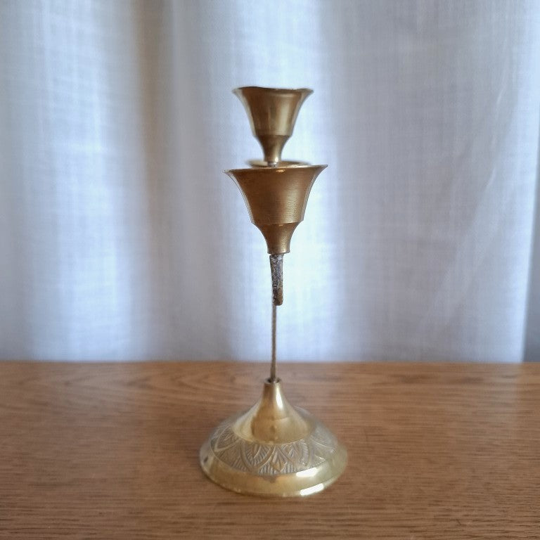 Vintage Brass 3-Arm Candelabra Petite Candle Holder