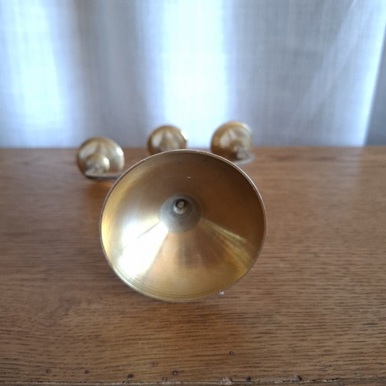 Vintage Brass 3-Arm Candelabra Petite Candle Holder