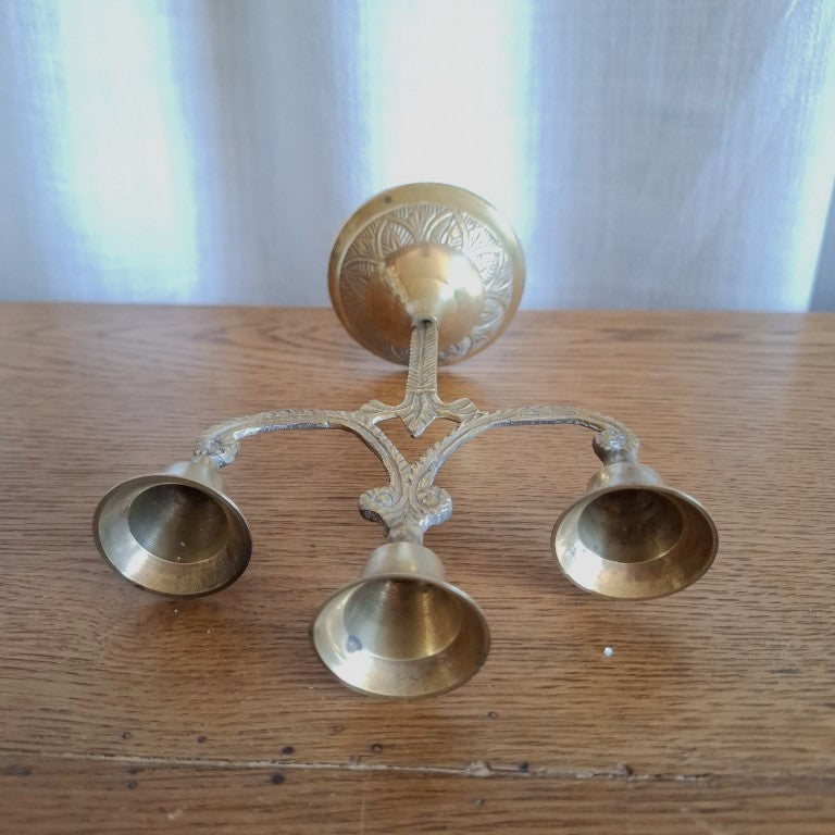 Vintage Brass 3-Arm Candelabra Petite Candle Holder