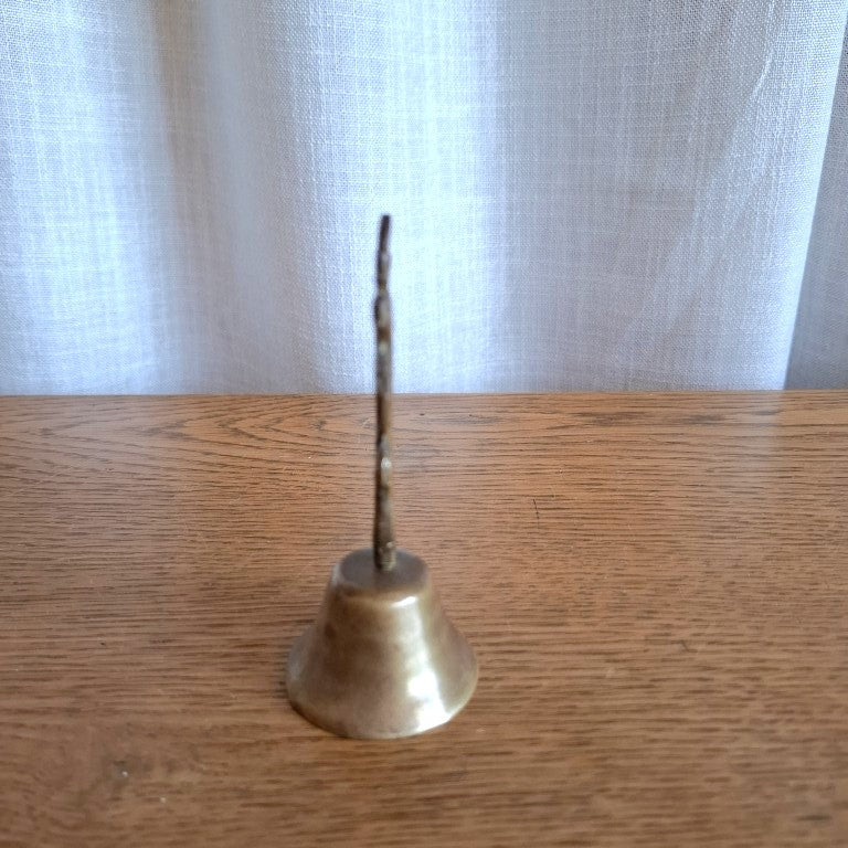 Vintage Brass Hand Bell with Ornate Floral Leaf Handle