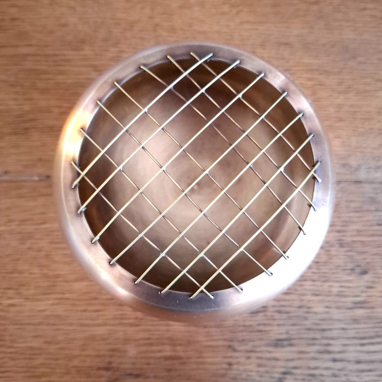 Vintage Brass Rose Bowl Flower Vase with Removable Wire Grid
