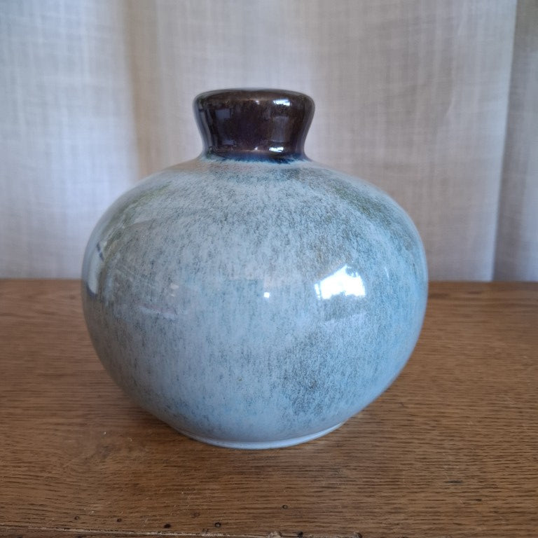 Vintage Blue Clay Craft NZ Studio Pottery Salt Pig