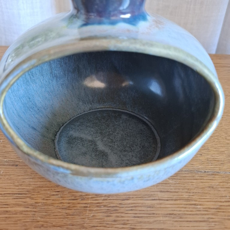 Vintage Blue Clay Craft NZ Studio Pottery Salt Pig