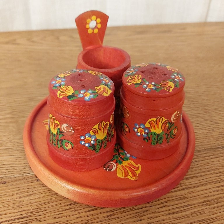 Handpainted Vintage Floral Austrian Condiment Set