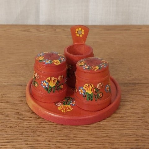 Handpainted Vintage Floral Austrian Condiment Set