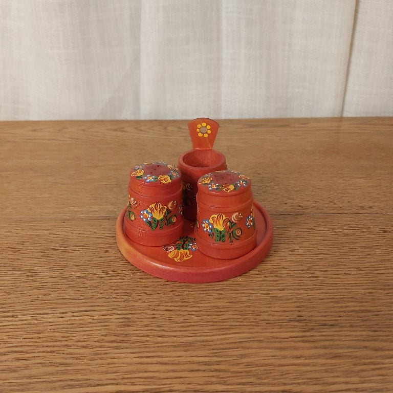 Handpainted Vintage Floral Austrian Condiment Set